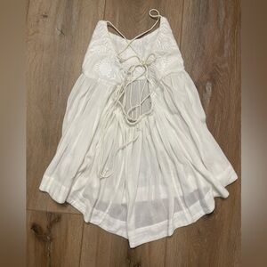 White Embroidered Halter Dress